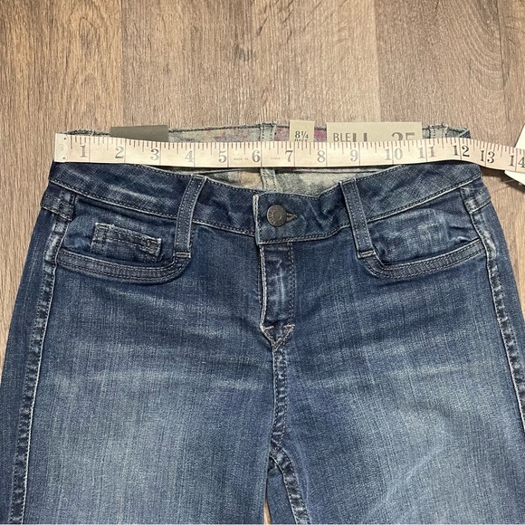 BLEULAB Reversible 2in1 Boot Cut Jeans Dark Blue and Floral Print Size 25 - Picture 7 of 12